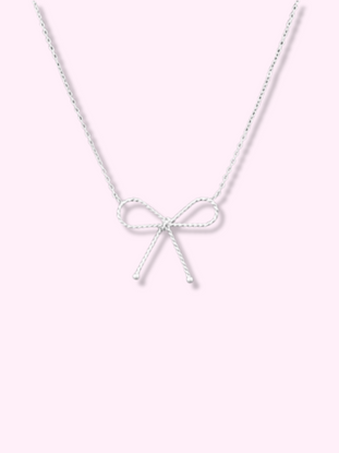 Silver bow necklace with delicate chain