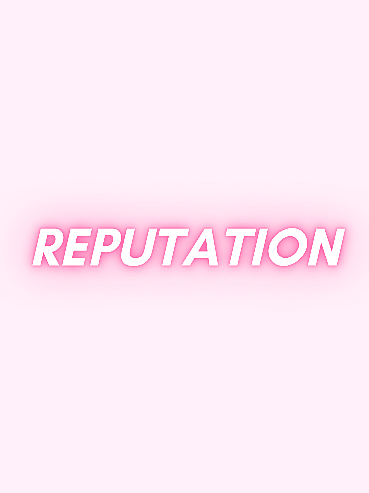Pink neon “Reputation Era” title graphic