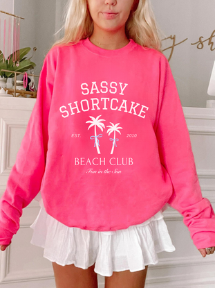 Sassy Beach Club Preppy Bow Crewneck | Sassy Shortcake Boutique | sassyshortcake.com