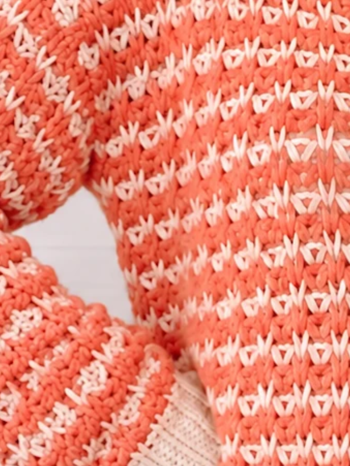 Close-up of the Harvest Hayride cardigan's chunky rust and cream knit from sassy shortcake
