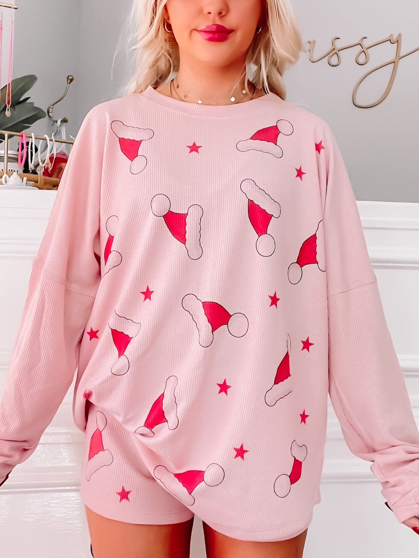 Santa Hat Christmas Pajamas PJ Set | Sassy Shortcake | sassyshortcake.com