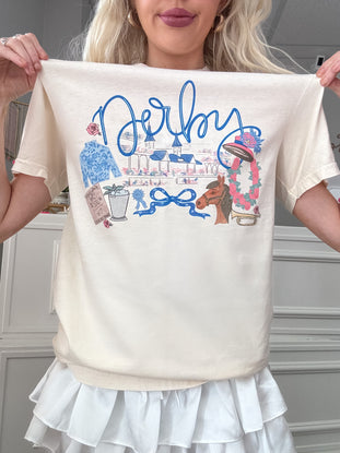 close up of kentucky derby tee from sassy shortcake