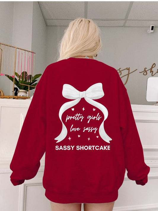Sassy Burgundy Bow Crewneck from Sassy Shortcake Merch Collection - Back View