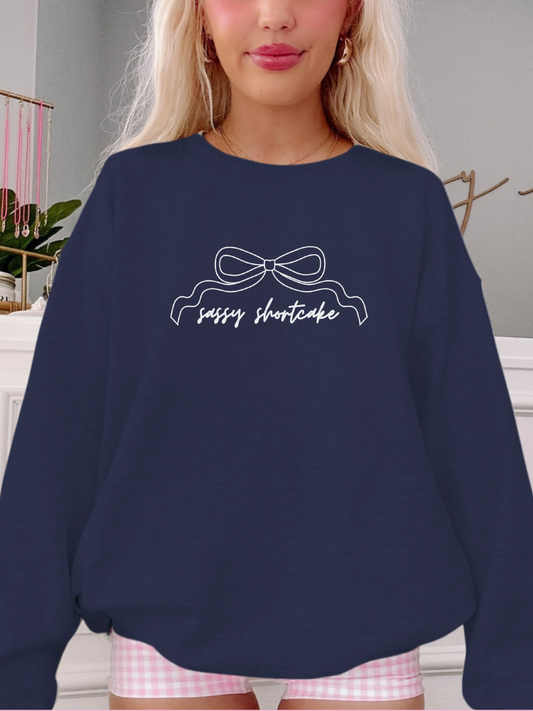 navy bow crewneck