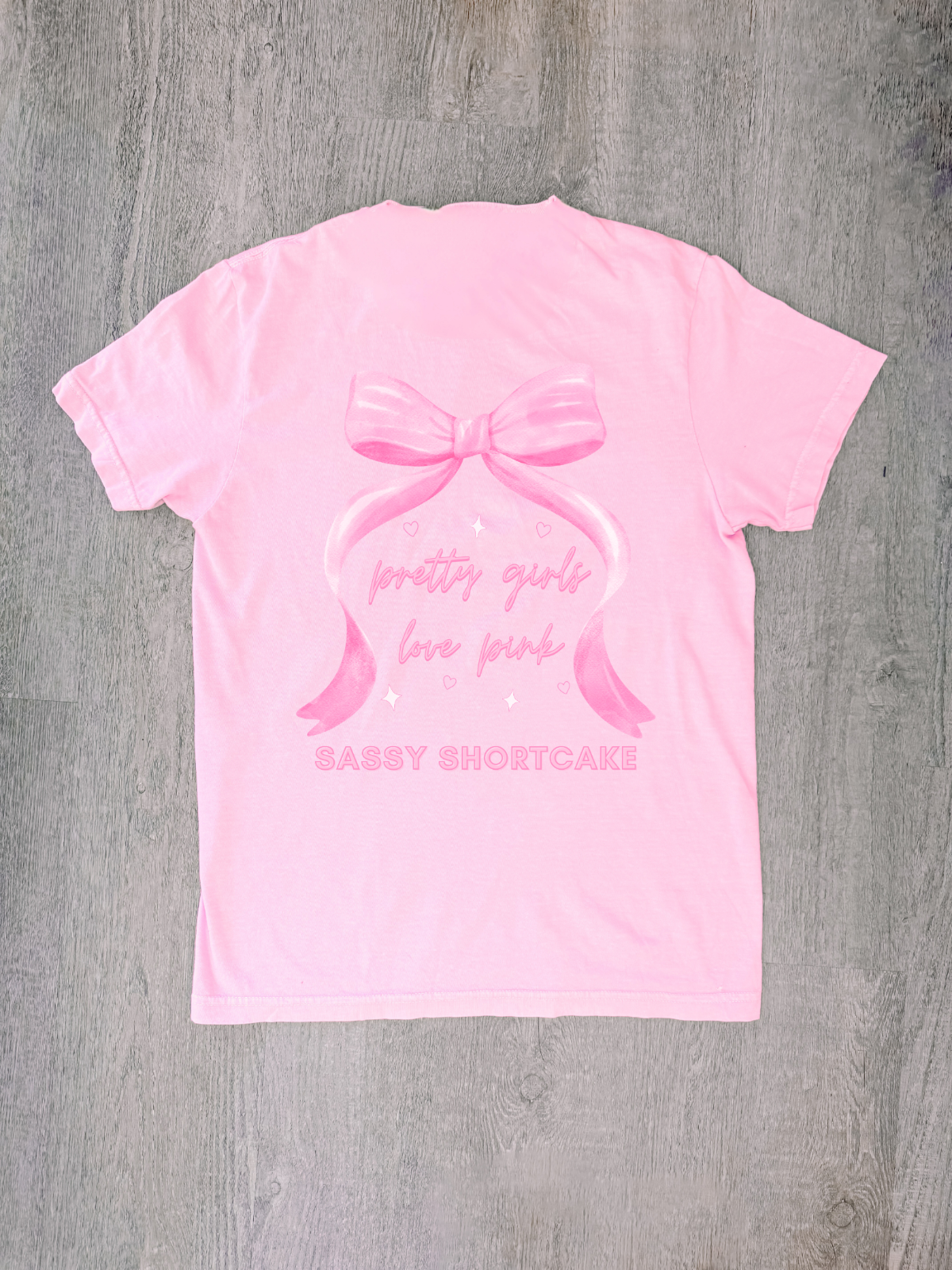 pretty girls love pink sassy shortcake merch tee