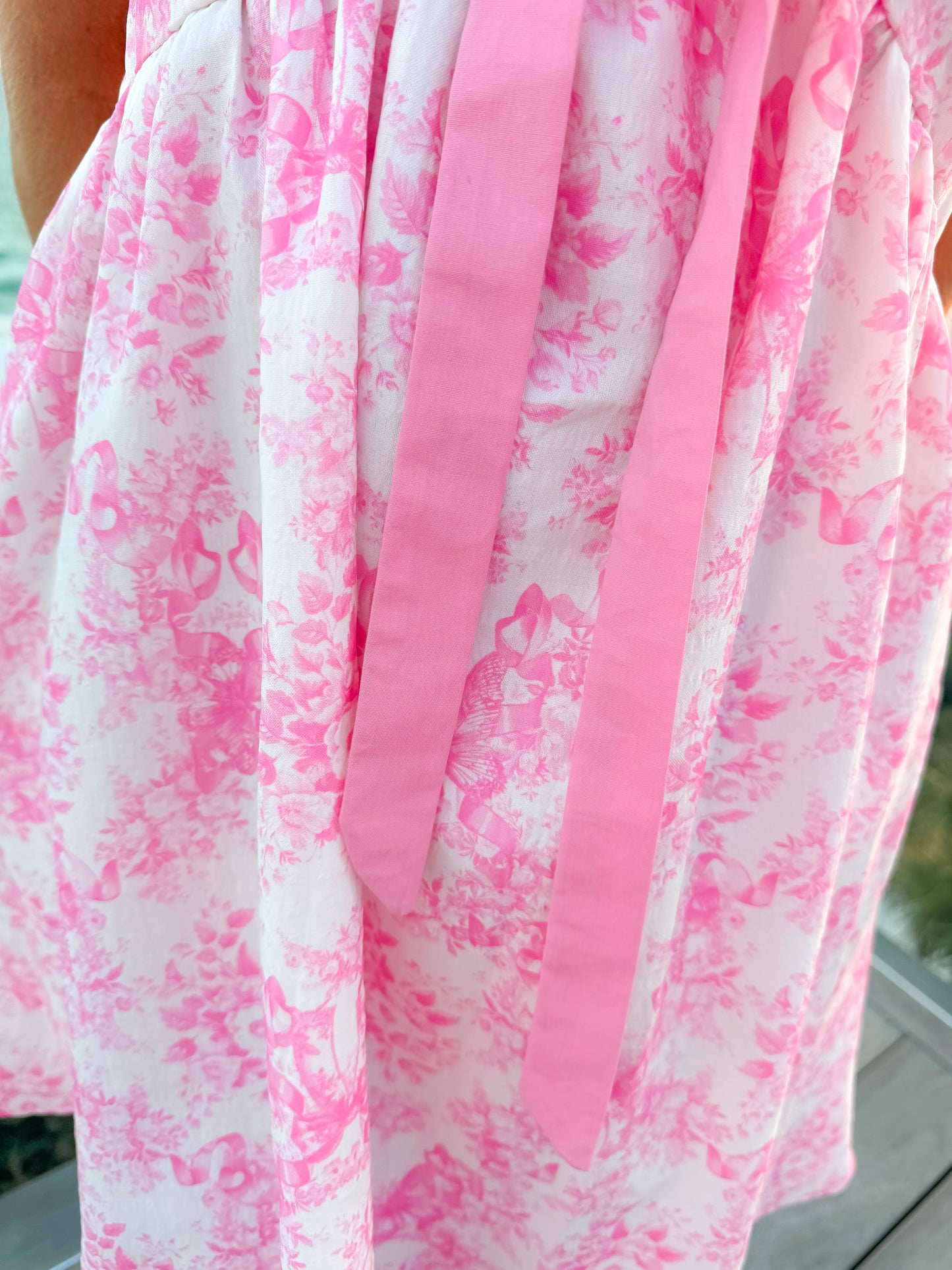 Close up of floral print on Storybook Toile Dress