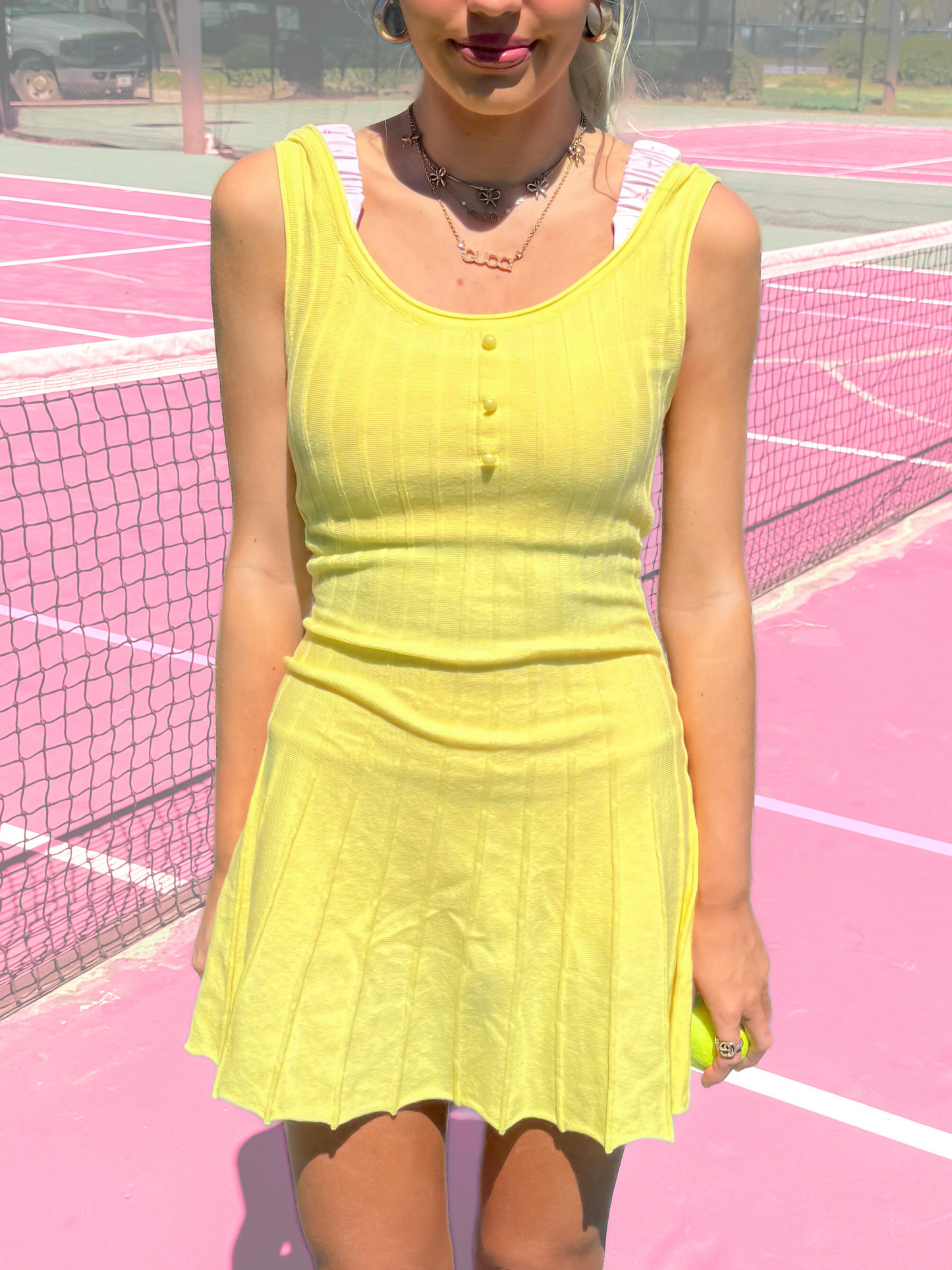 Yellow Twirl & Train tennis dress