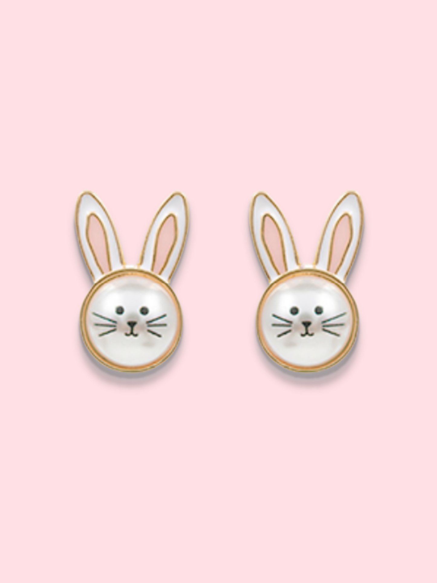 Adorable Pearl Bunny earrings with gold accents