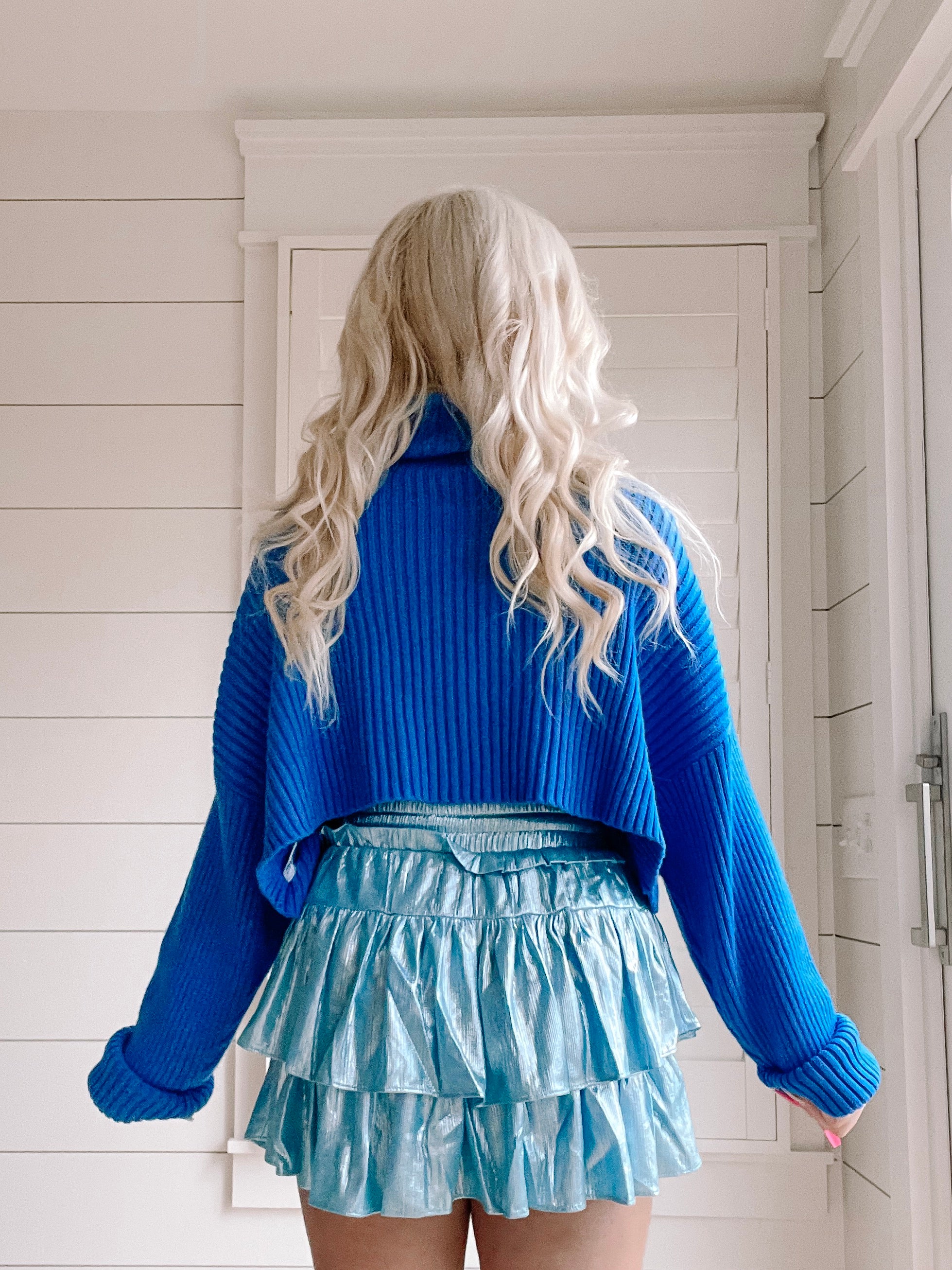 Sydney Cropped Blue Sweater | Sassy Shortcake | sassyshortcake.com