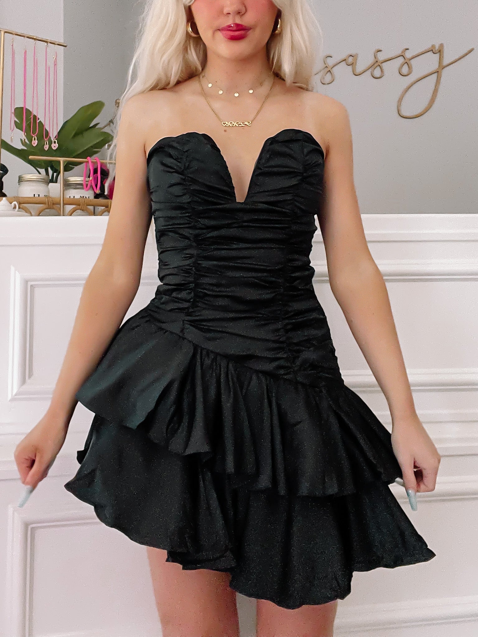 Ready to Ruffle Preppy Black Dress | Sassy Shortcake | sassyshortcake.com