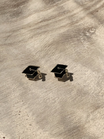 Graduation Day black graduation cap earrings