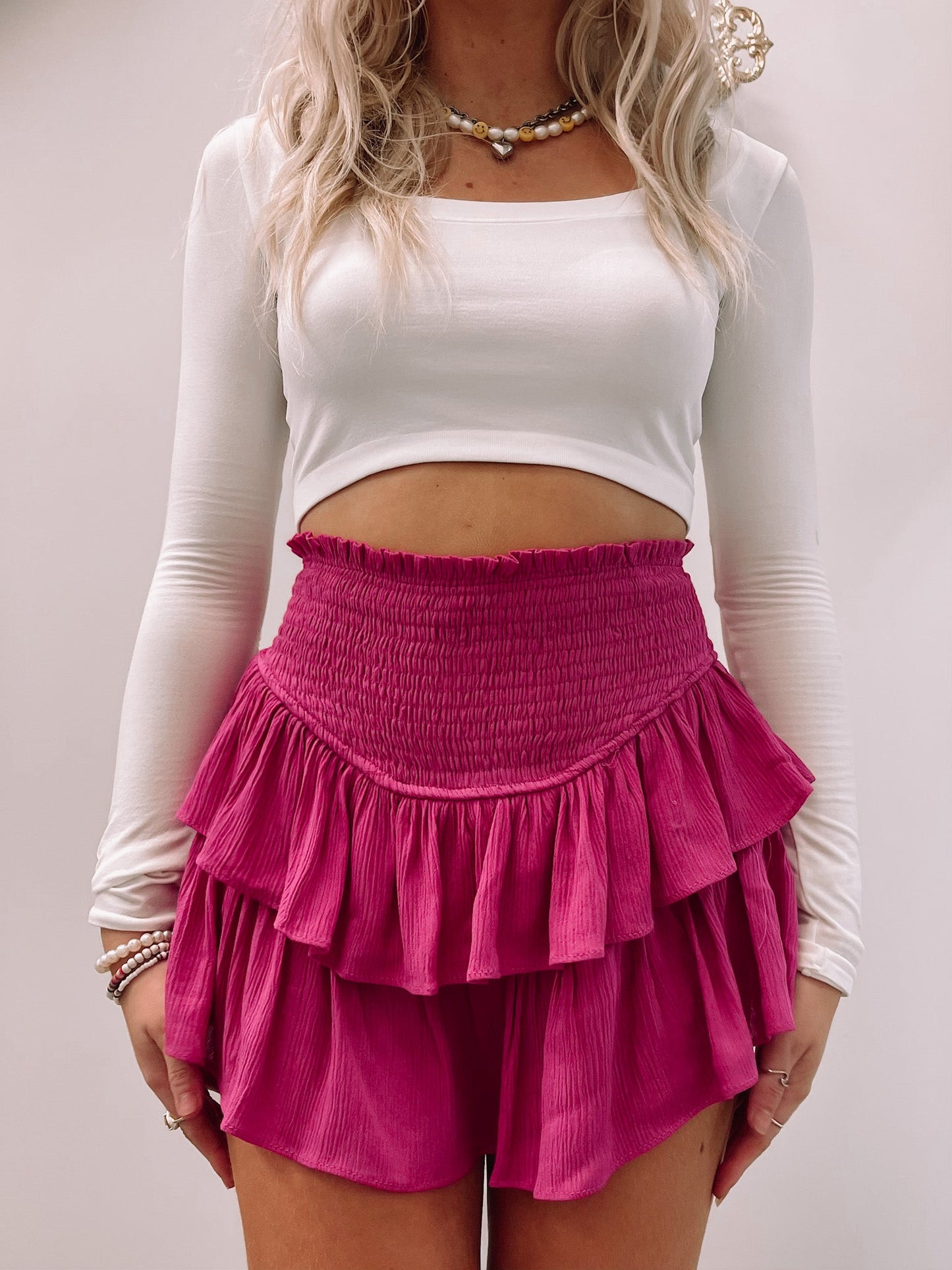 Pinkalicious ruffled mini skirt in fuchsia, size large.