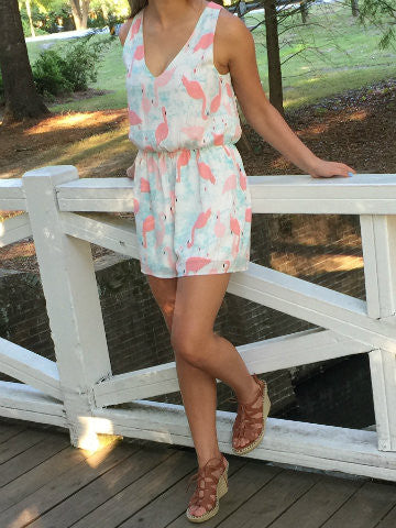 flamingo romper | sassy shortcake