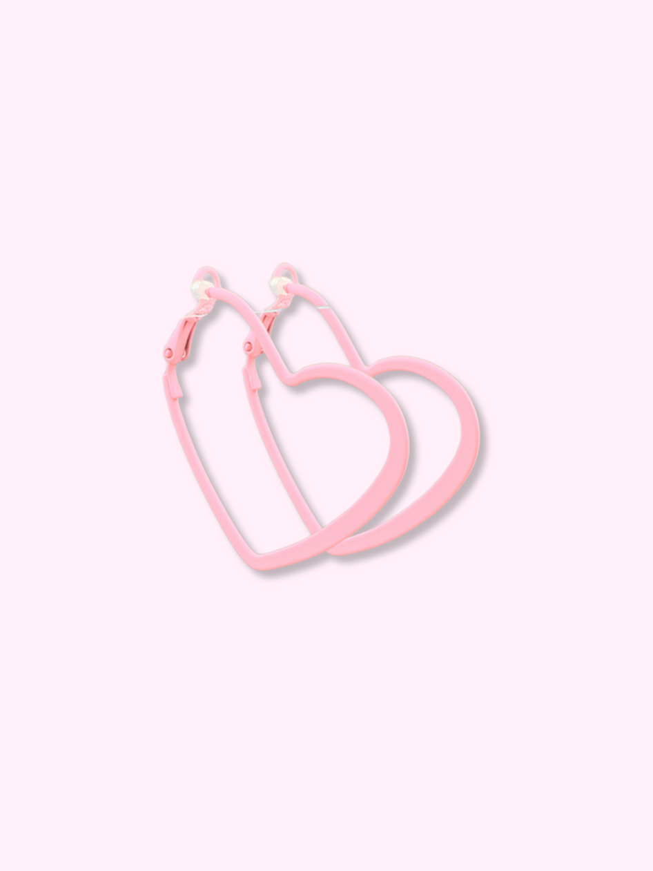 Light pink heart-shaped hoop earrings
