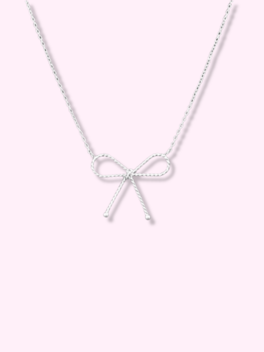 Silver bow necklace with delicate chain

