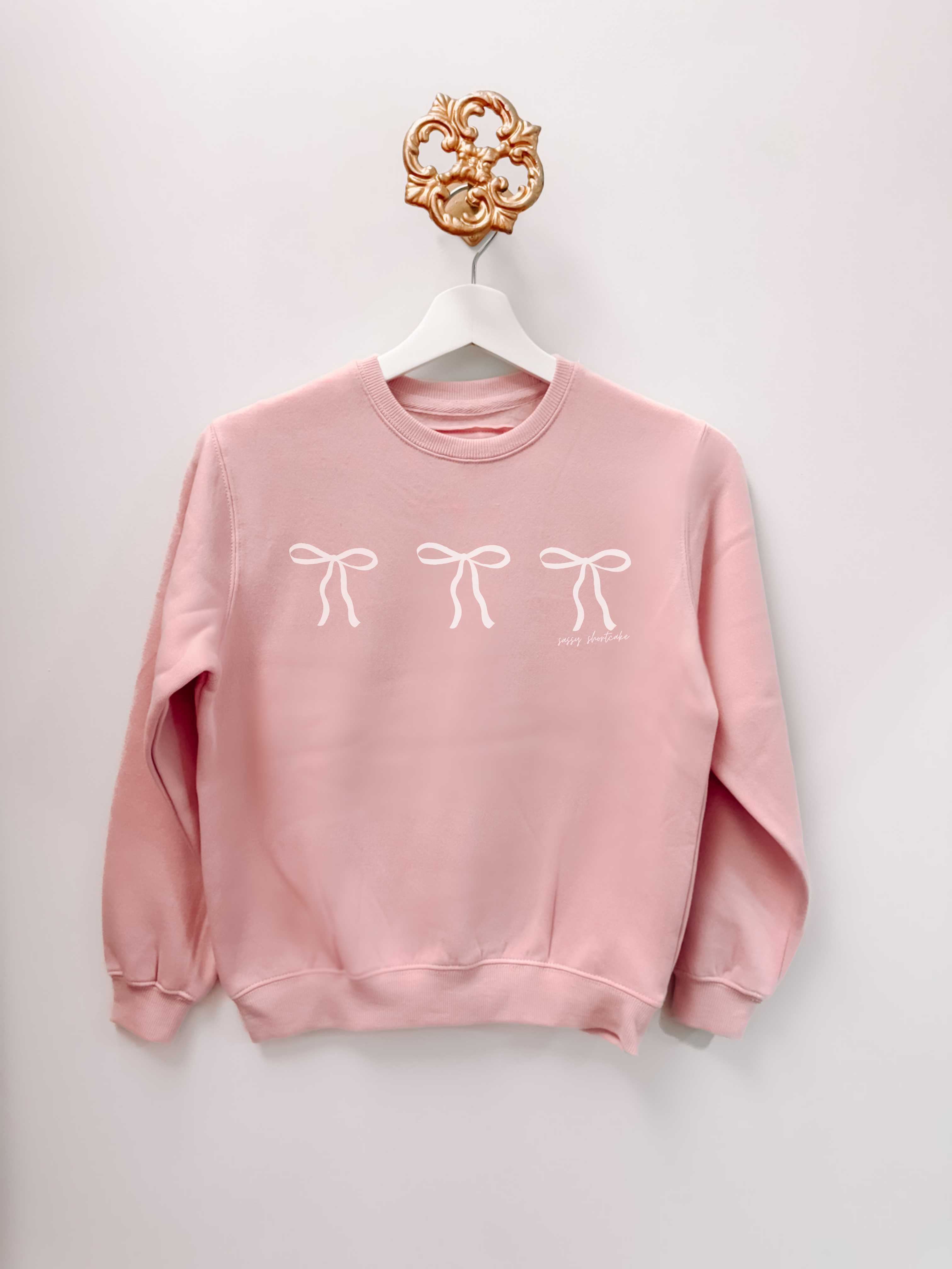 Blushing Bow Kids Crewneck | Sassy Shortcake | sassyshortcake.com