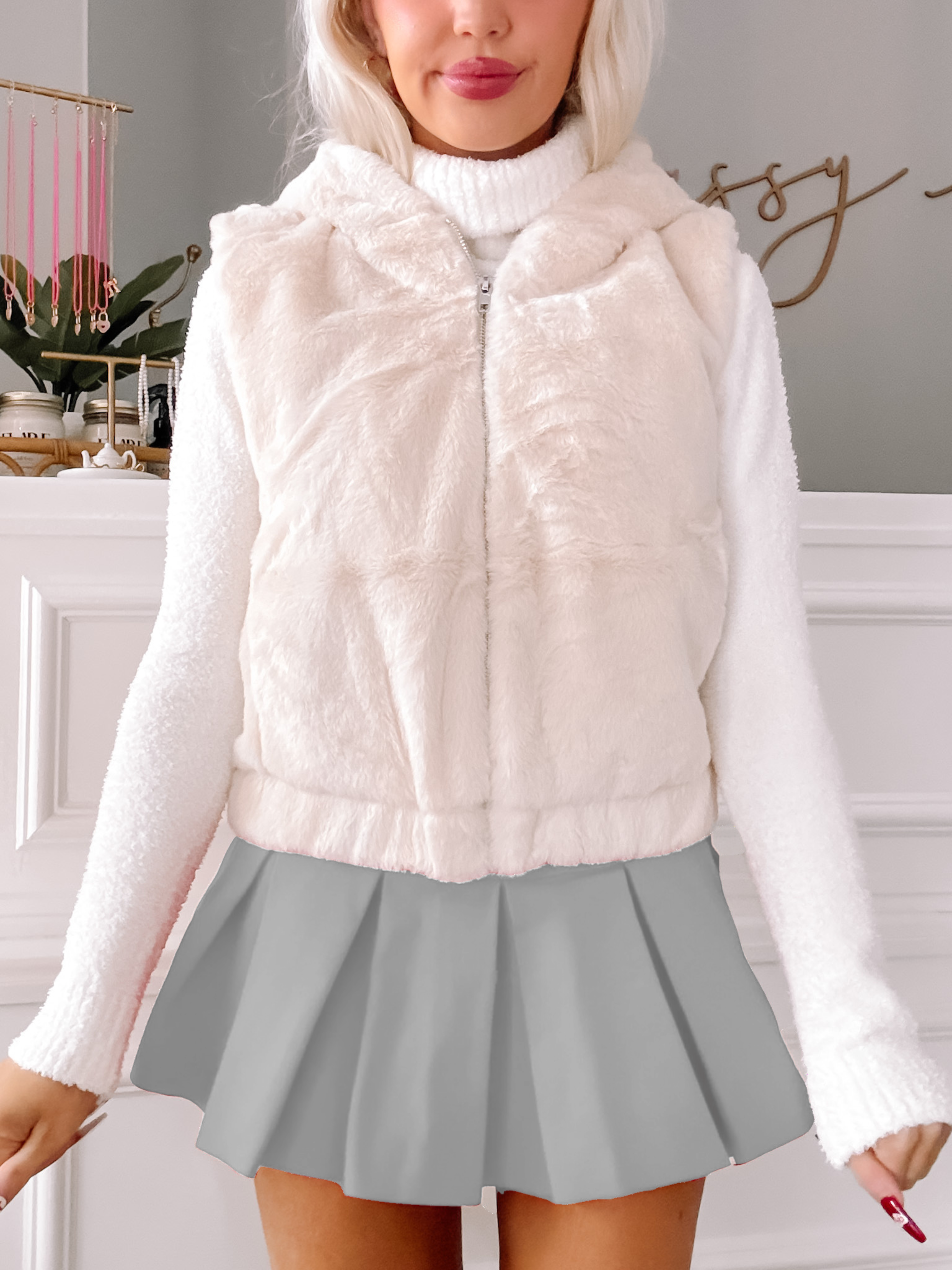 Winter Warmth Ivory Cozy Vest | Sassy Shortcake | sassyshortcake.com