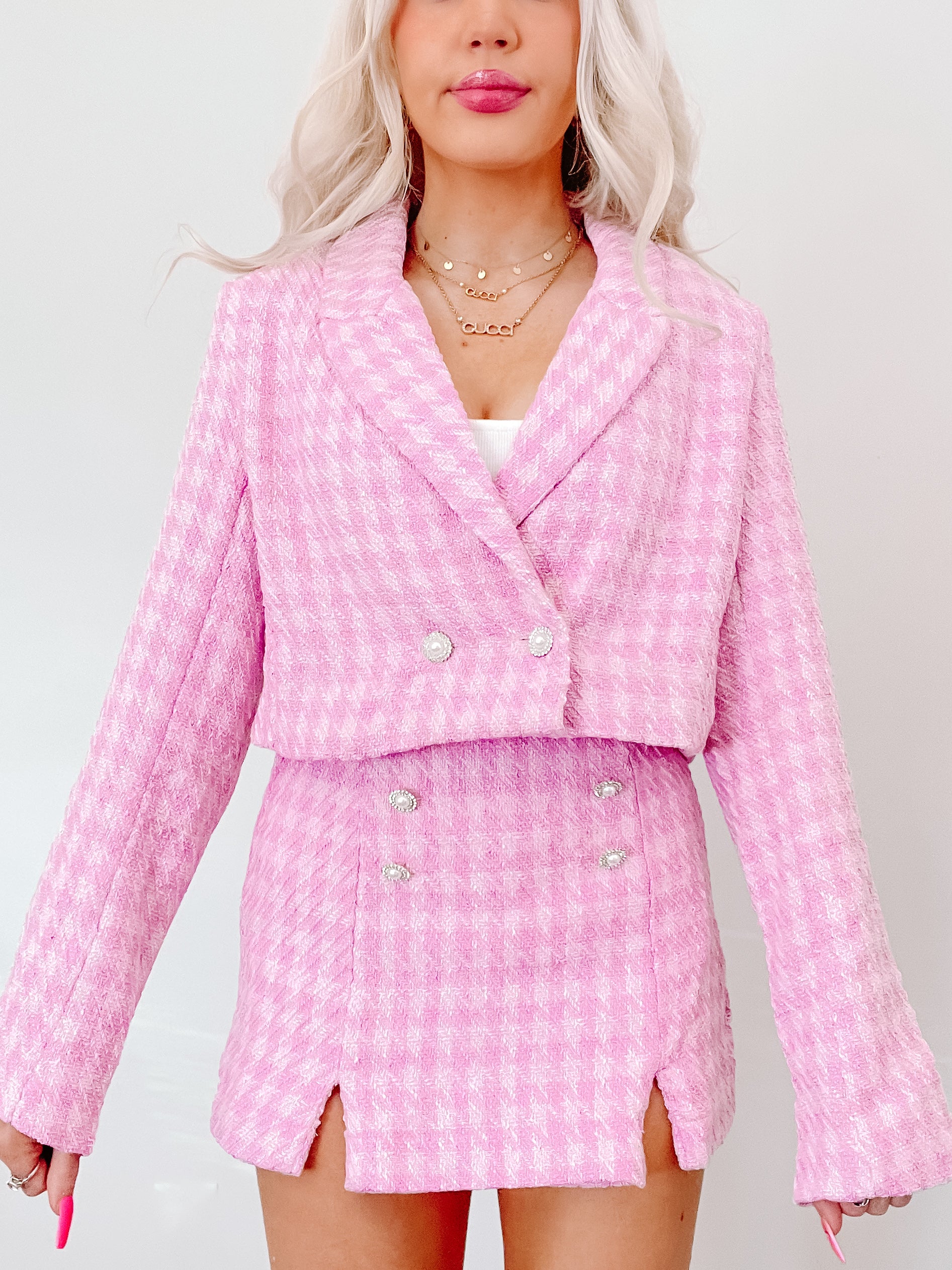 Paris Pink Tweed Set | Sassy Shortcake | sassyshortcake.com