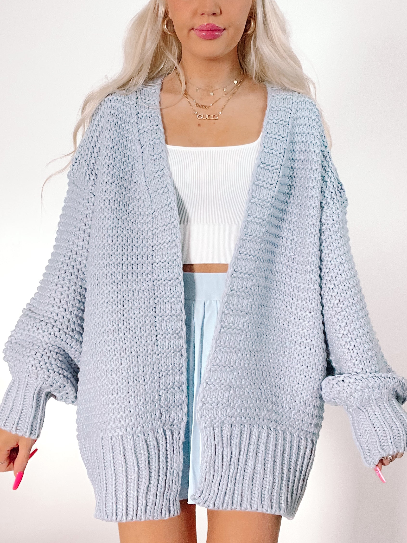 Spring Shine Chunky Blue Cardigan | Sassy Shortcake | sassyshortcake.com