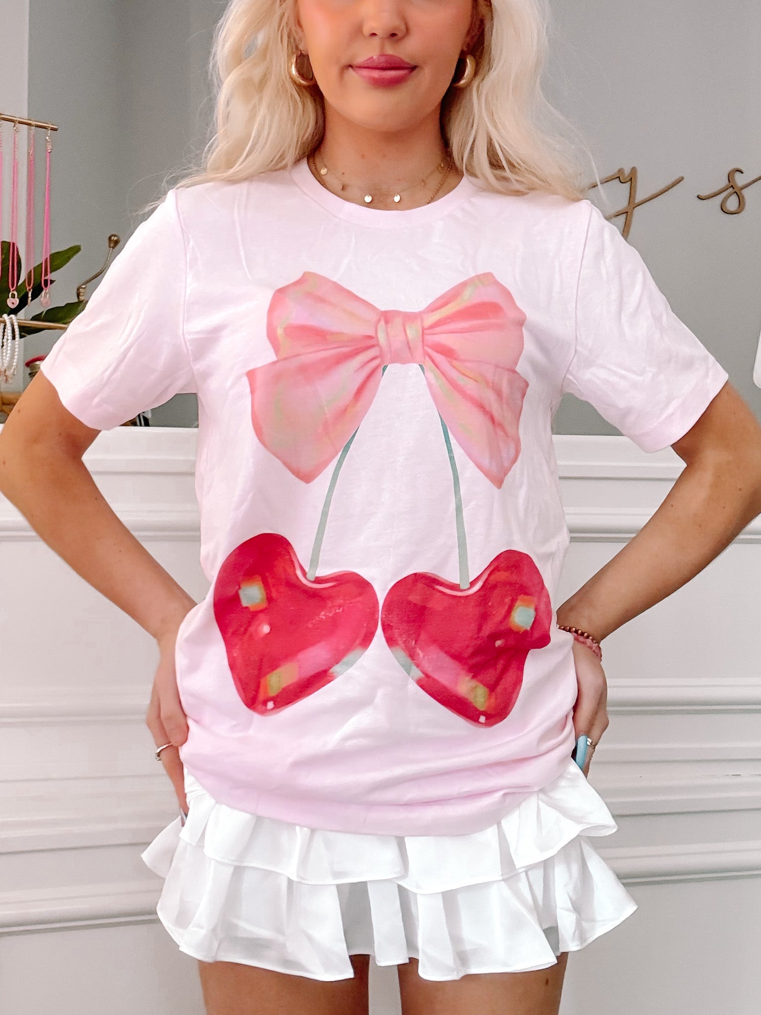 Cherry Pink Bow Tee | Sassy Shortcake Boutique | sassyshortcake.com