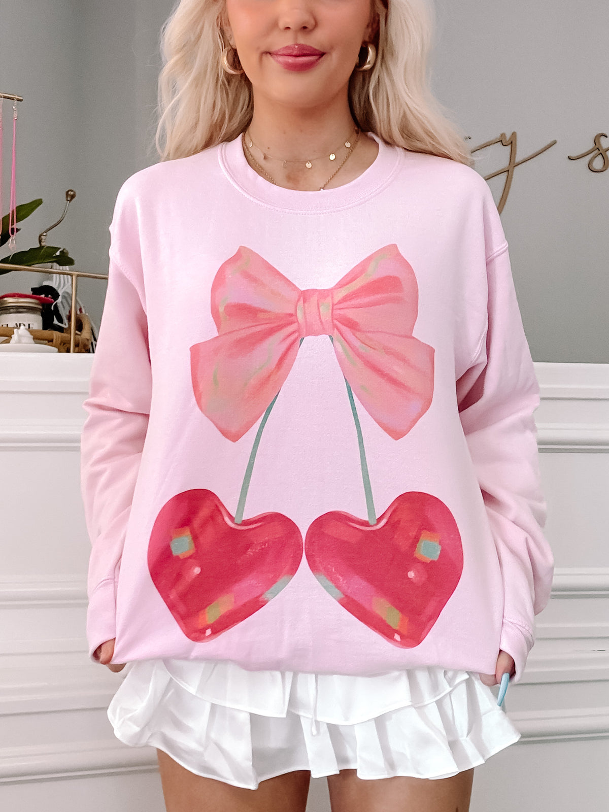 Sassy Shortcake Cherry Bow Crewneck