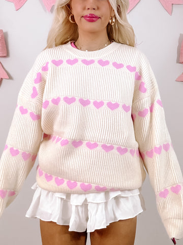 Hearts for You Sweater | Cream