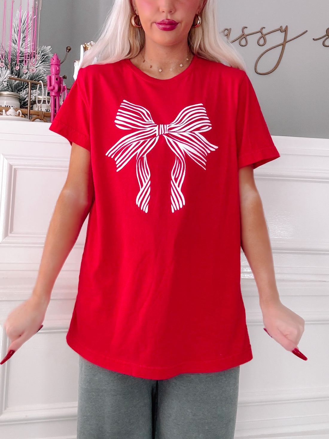 Lexi Bow Tee | Red