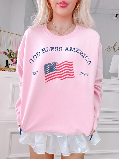 God Bless America Patriotic Top Crewneck | Sassy Shortcake Boutique | sassyshortcake.com