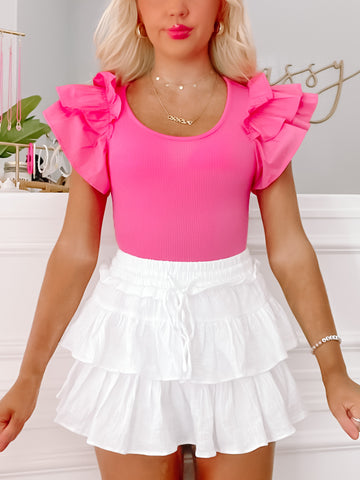 Ruffled Out Bodysuit | Hot Pink