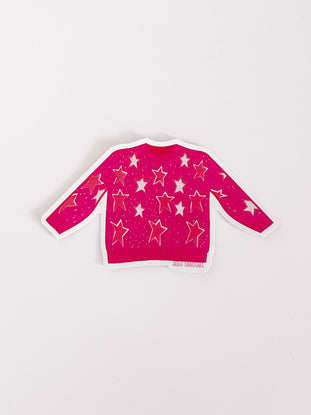 Pink star sweater sticker on white background
