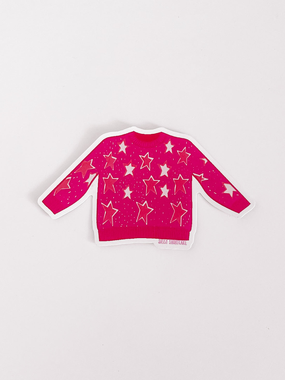Pink star sweater sticker on white background
