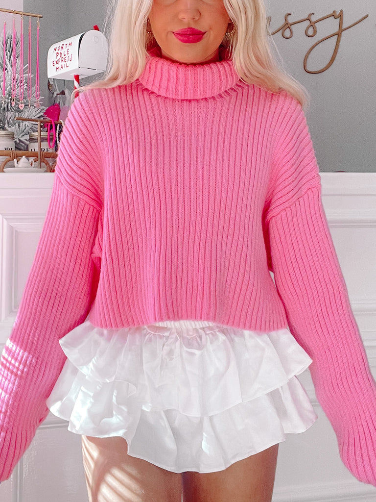 Sydney Cropped Pink Sweater | Sassy Shortcake | sassyshortcake.com