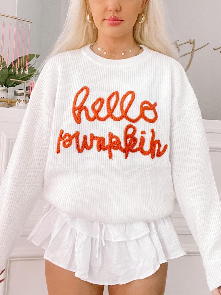 Hello Pumpkin Cream Sweater | Sassy Shortcake | sassyshortcake.com