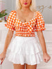 Mary Tie Orange Gingham Top | Sassy Shortcake | sassyshortcake.com