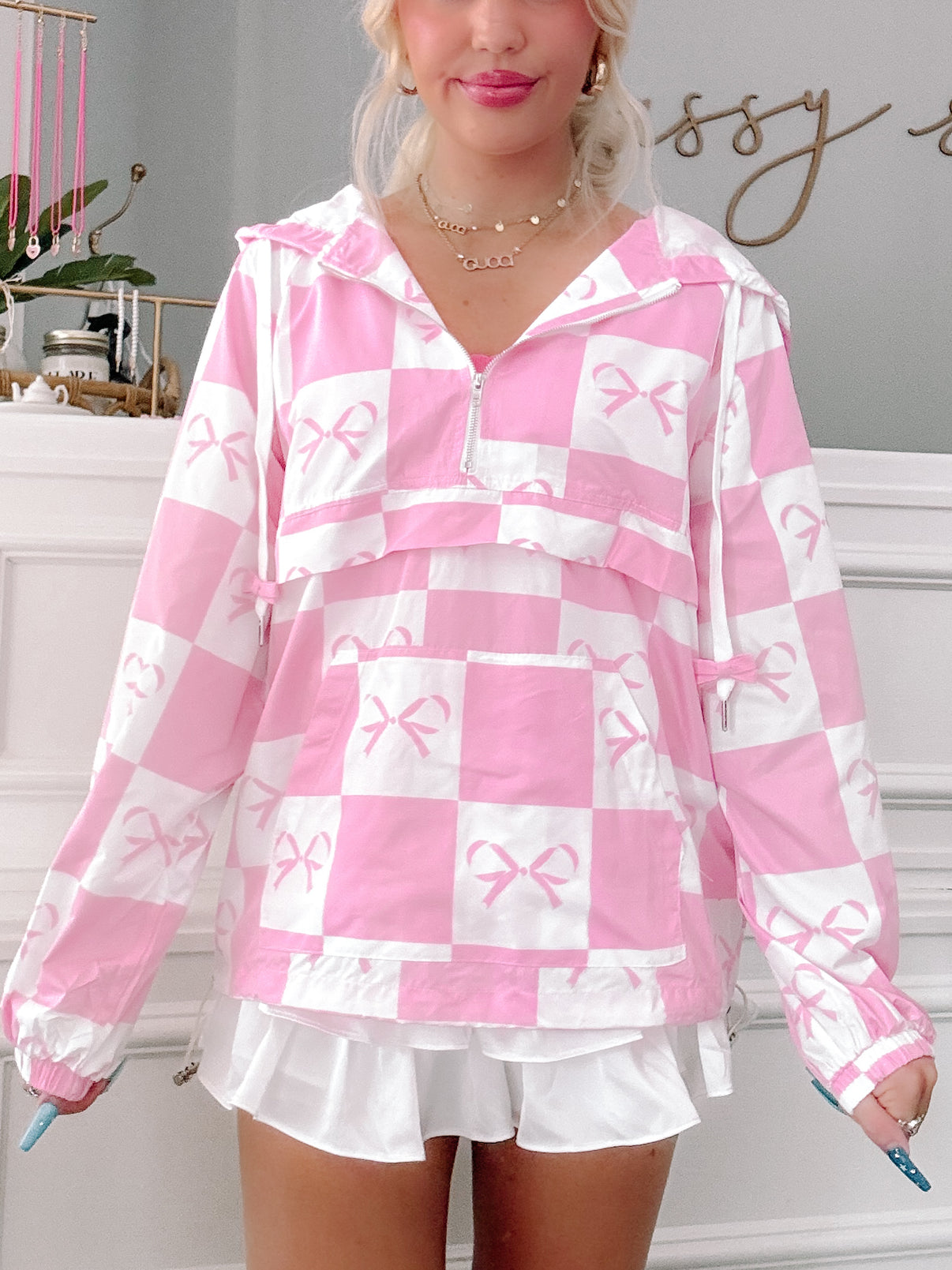 Pink Bow Windbreaker Jacket | Sassy Shortcake | sassyshortcake.com