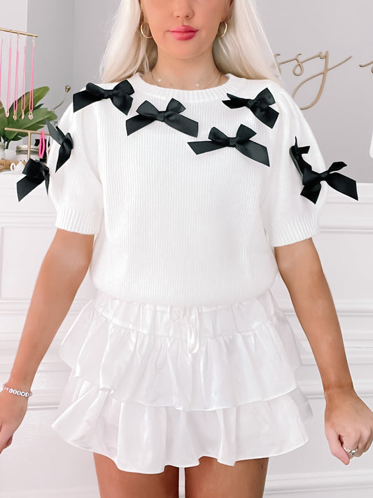 Put a Bow On It Ivory Sweater Top | Sassy Shortcake | sassyshortcake.com