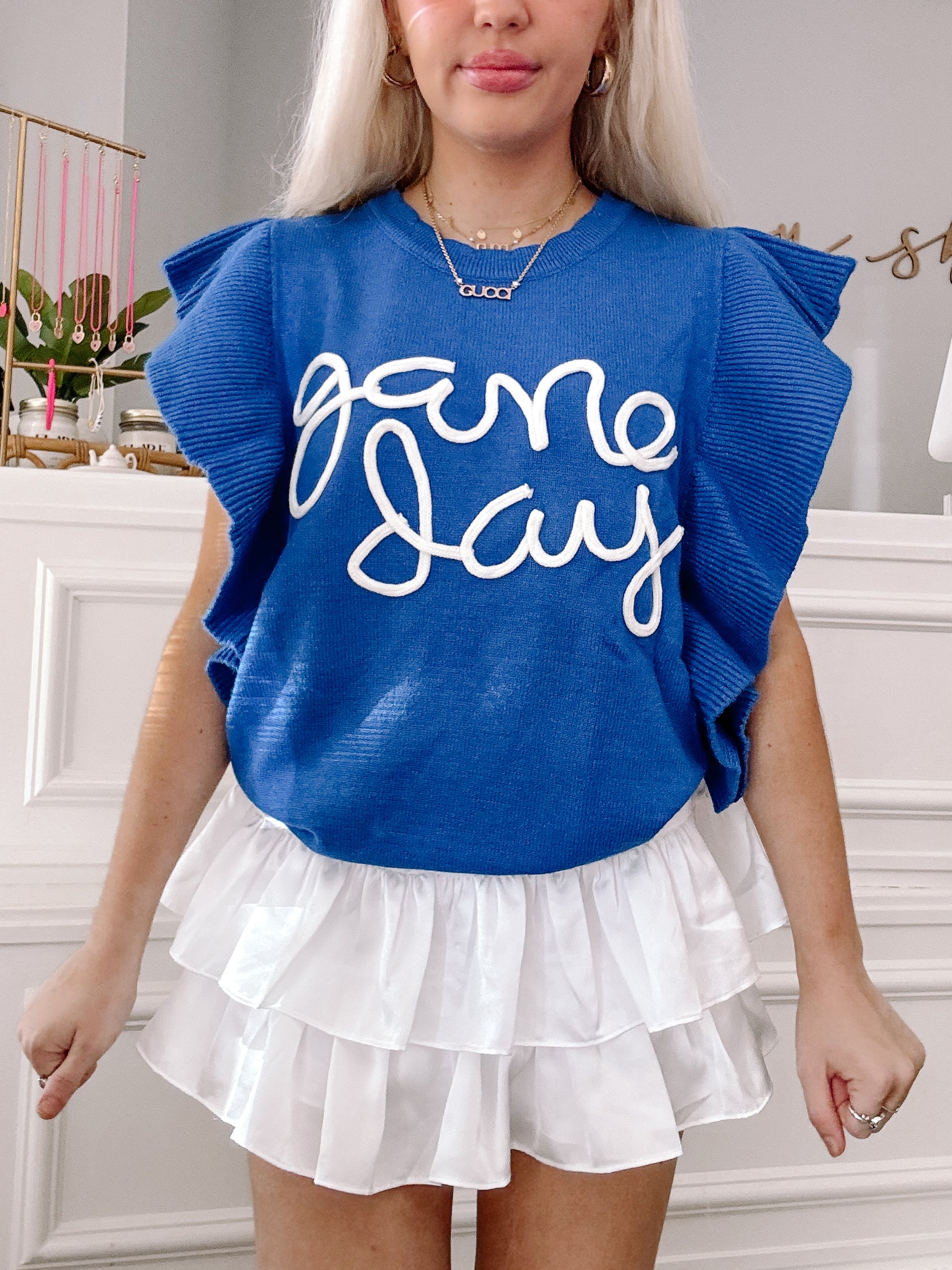 Game Day Blue Sweater | Sassy Shortcake | sassyshortcake.com