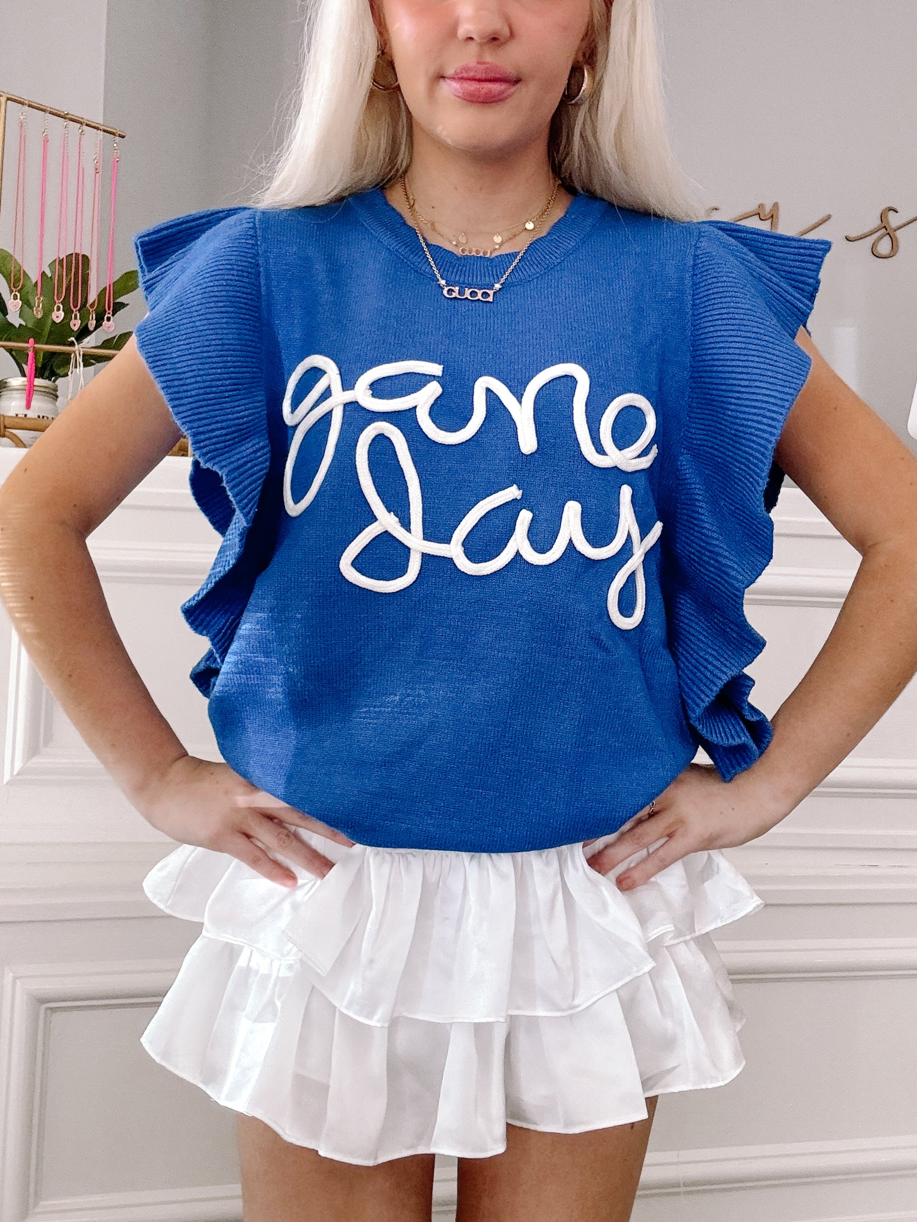 Game Day Blue Sweater | Sassy Shortcake | sassyshortcake.com