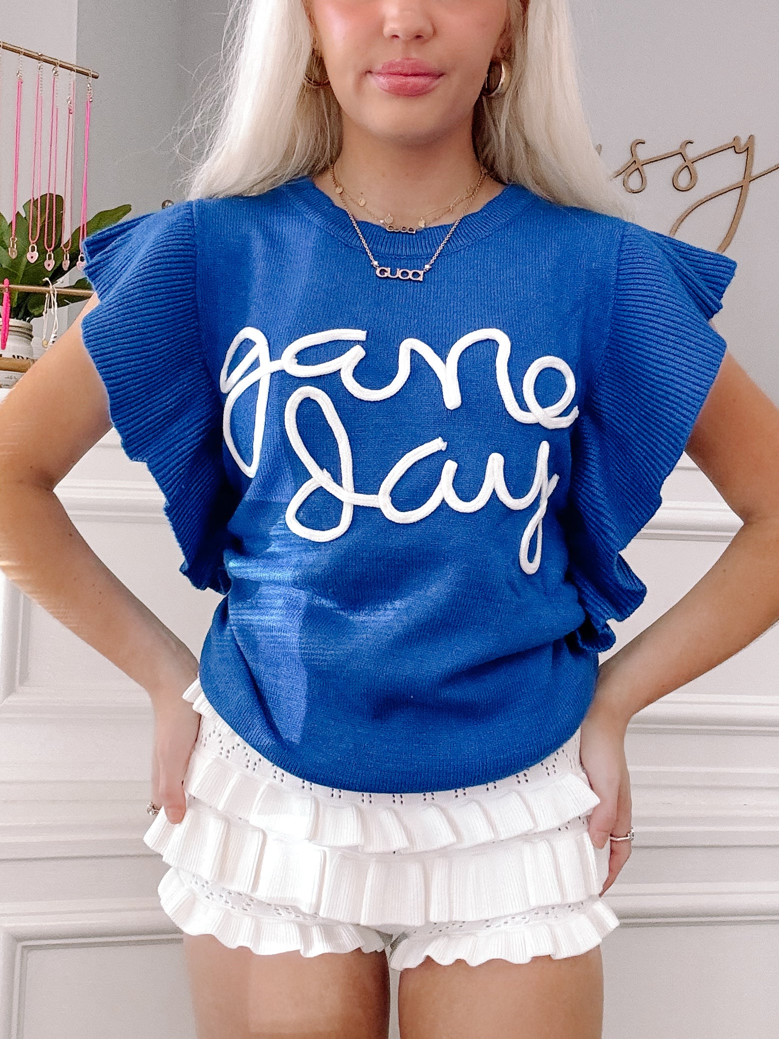 Game Day Blue Sweater | Sassy Shortcake | sassyshortcake.com