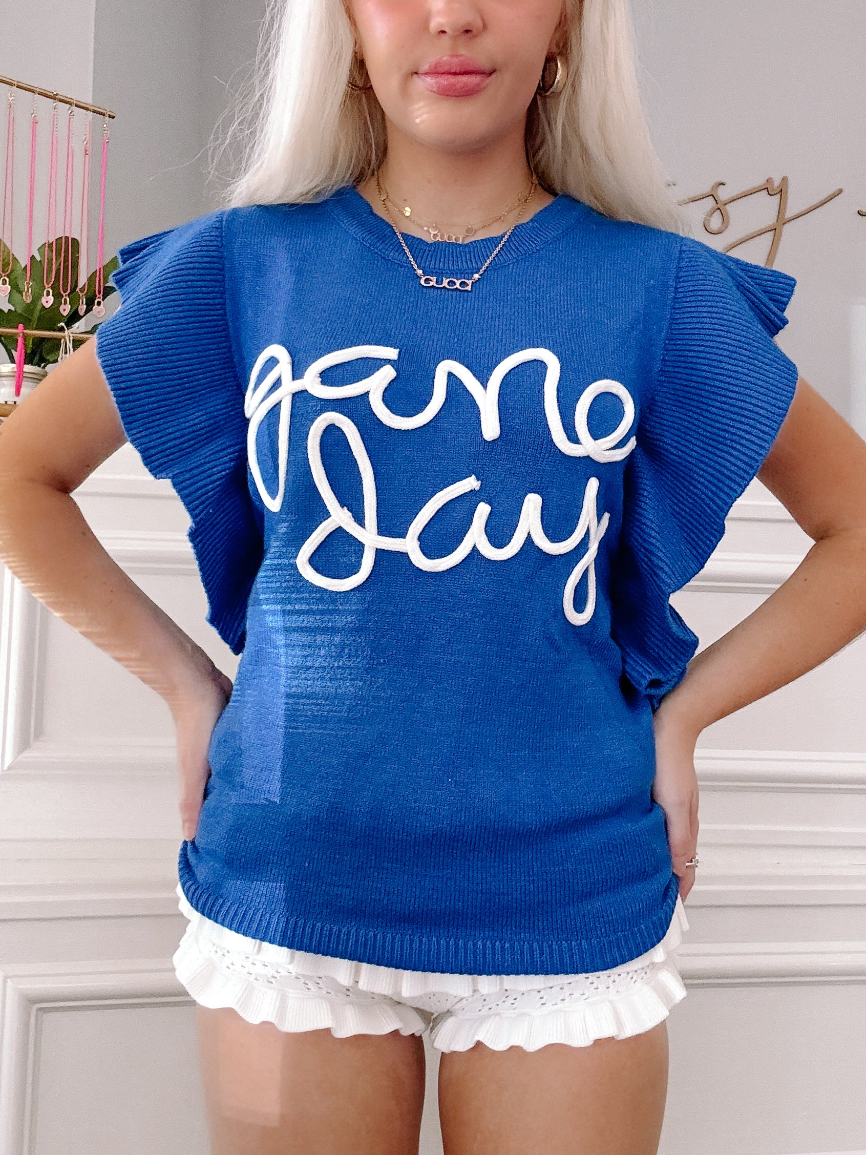 Game Day Blue Sweater | Sassy Shortcake | sassyshortcake.com