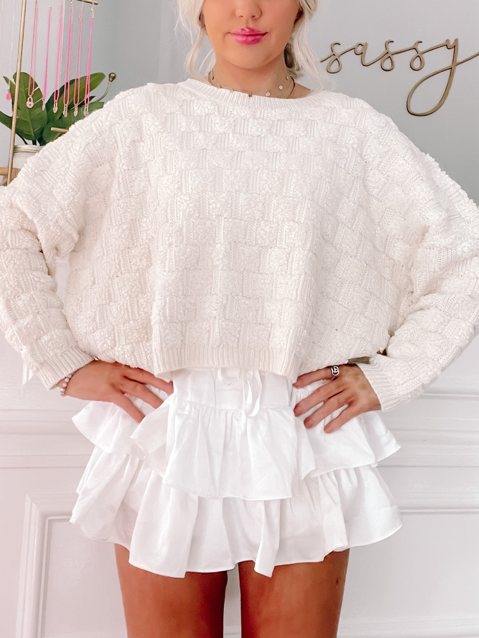 Winter Weave Cream Sweater | Sassy Shortcake | sassyshortcake.com