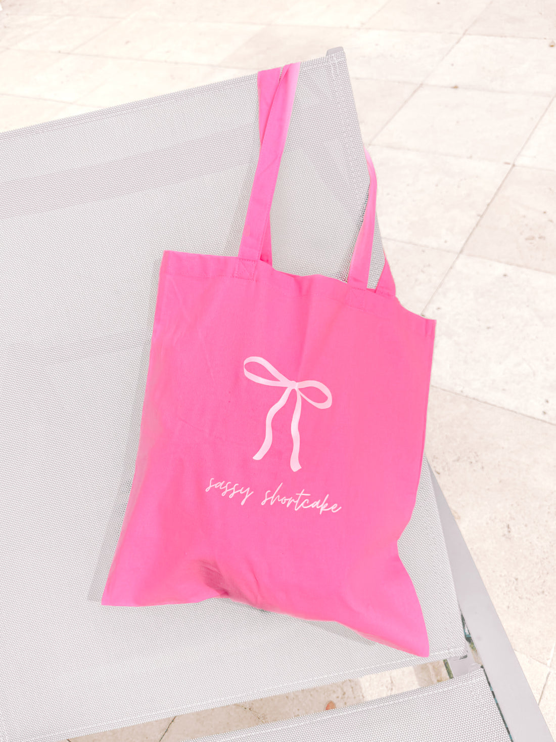 Pink Sassy Shortcake Bow Tote Bag
