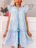 Dressed to Impress Blue Ruffle Dress | sassyshortcake.com | Sassy Shortcake