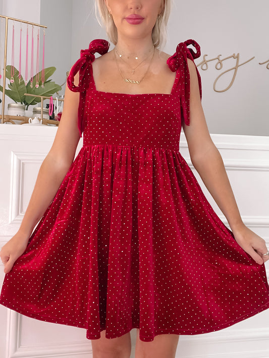 Scarlett Letter Red Velvet Dress | Sassy Shortcake | sassyshortcake.com