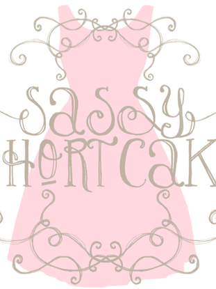 Handwritten gift certificate design featuring "Sassy Shortcake" text and a pink dress illustration.
