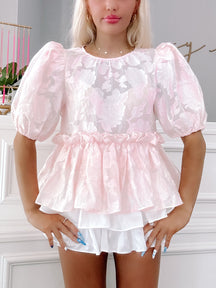 Aubrey Pink Jacquard Top | Sassy Shortcake | sassyshortcake.com
