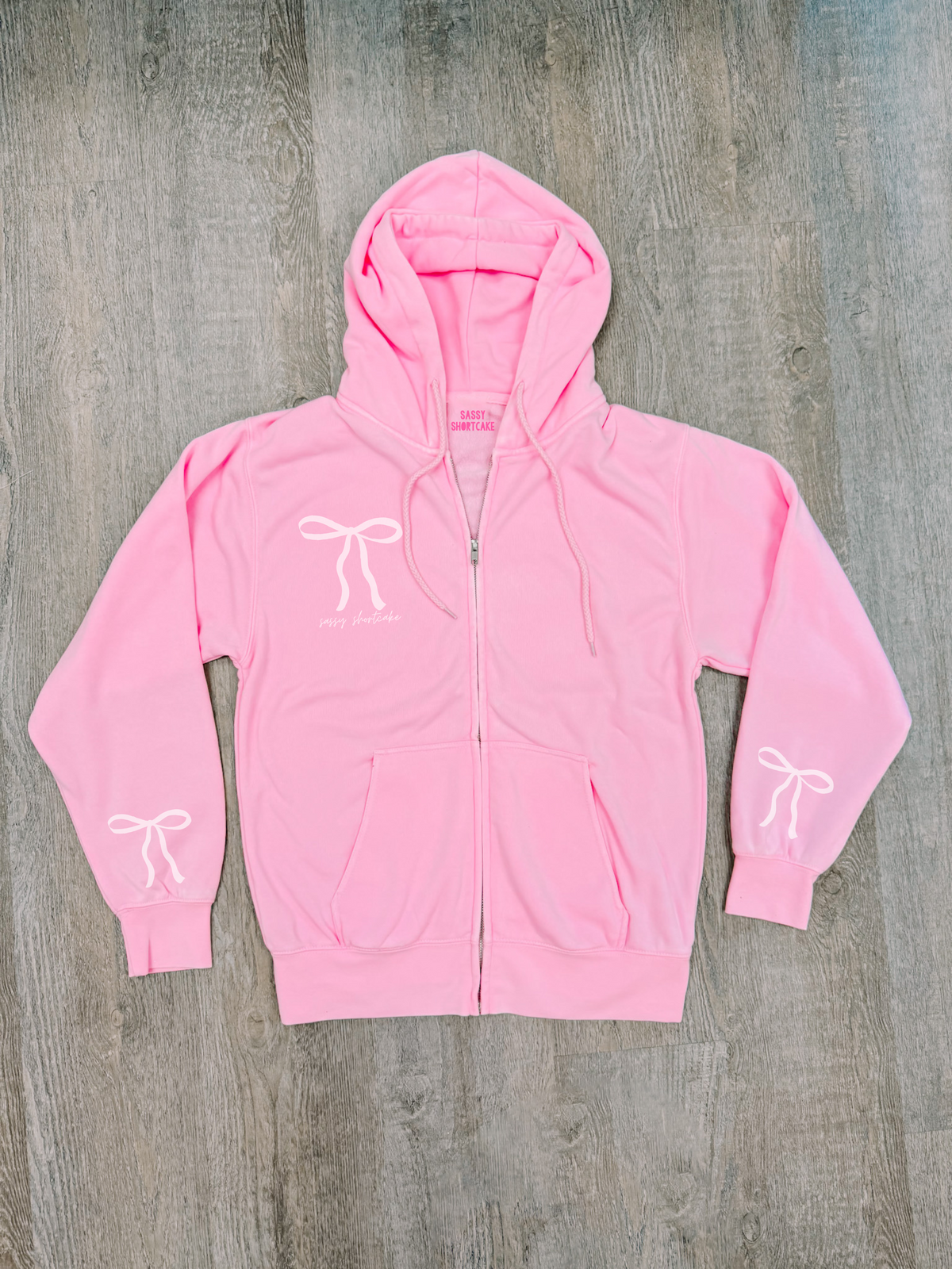 Bubblegum Pink Bow Zip Up | Sassy Shortcake Boutique