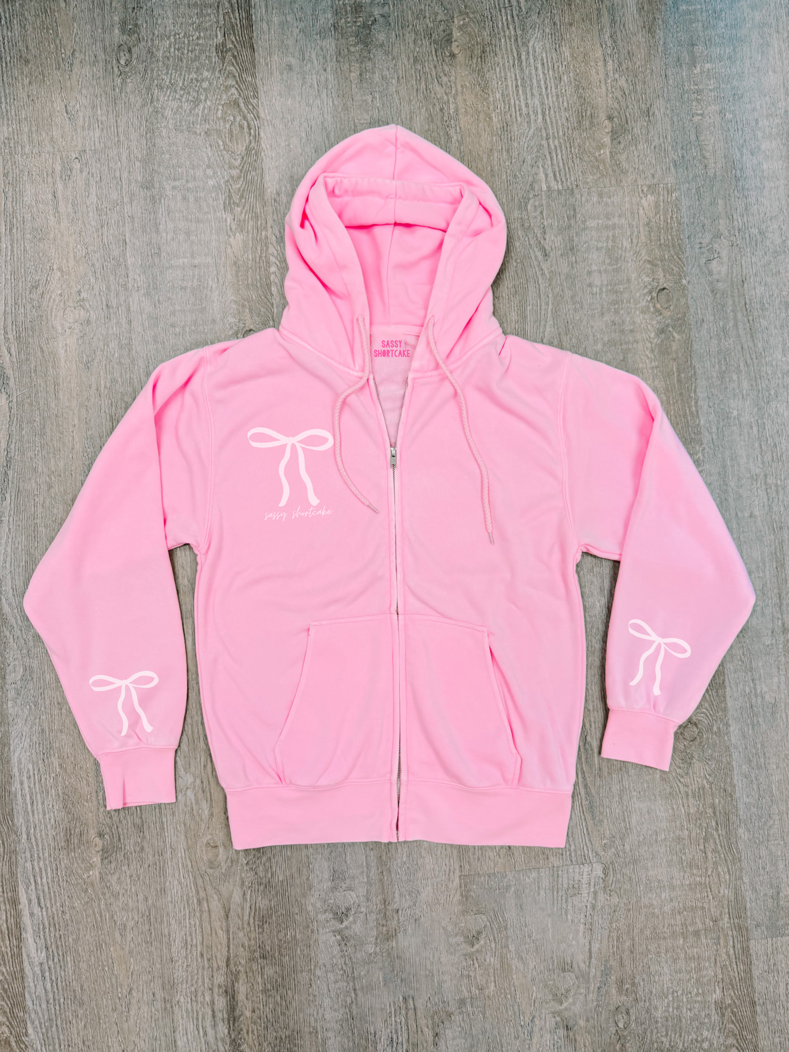 Bubblegum Pink Bow Zip Up  | Sassy Shortcake Boutique | sassyshortcake.com
