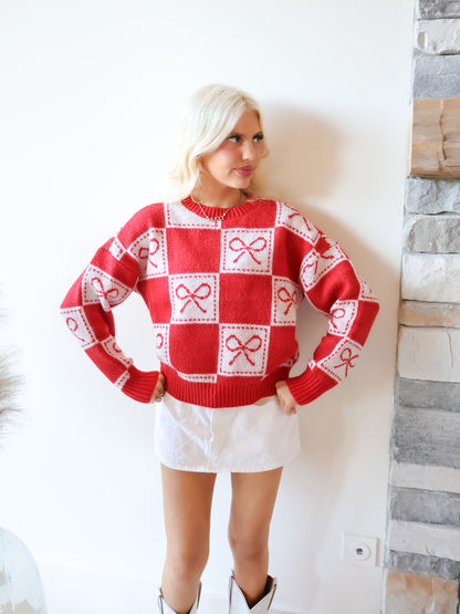 Bow on Board Red Sweater