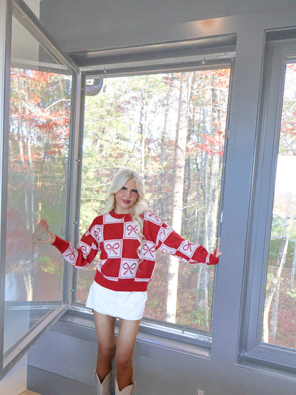 Bow on Board Red Sweater